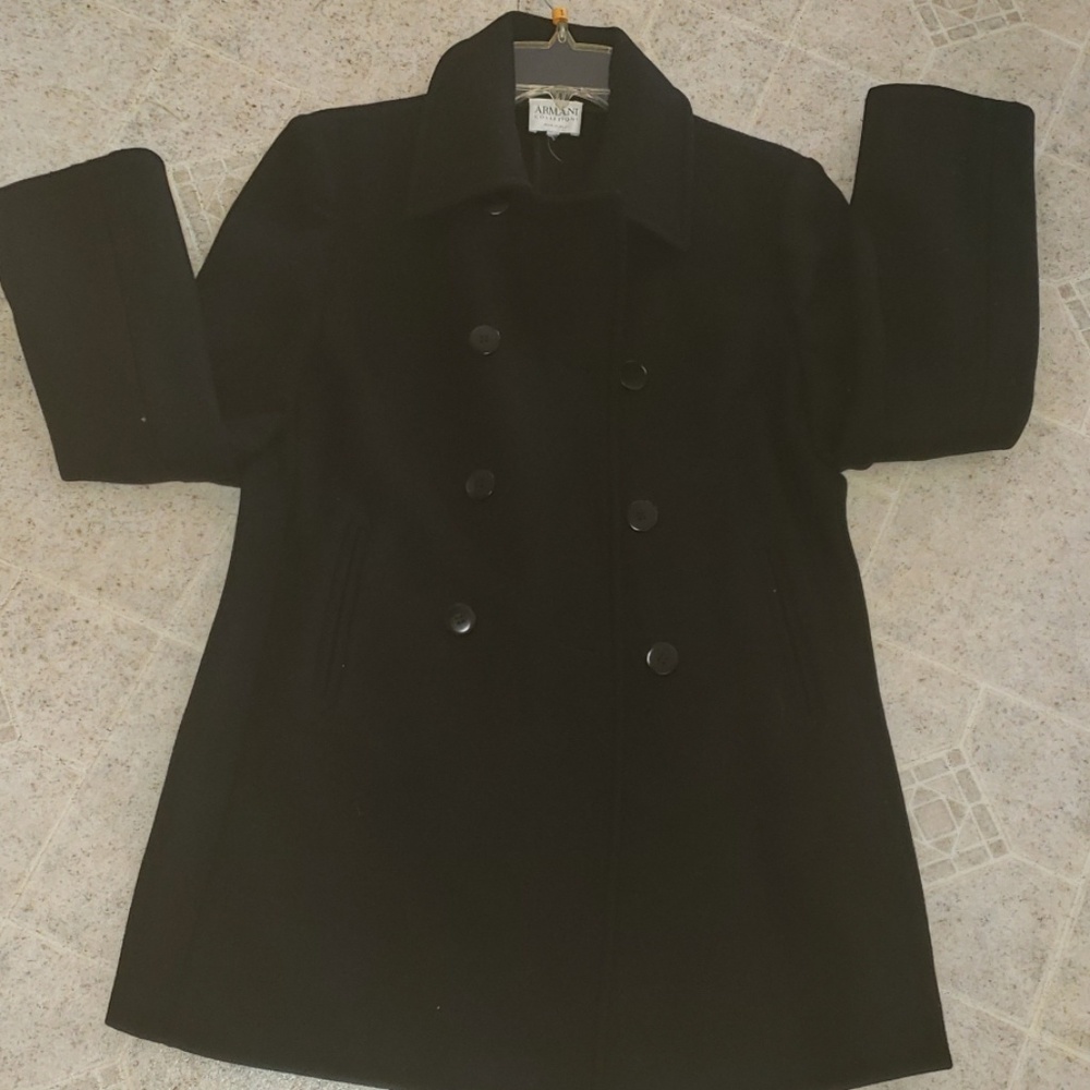 ARMANI COLLEZIONI BLACK PEA COAT